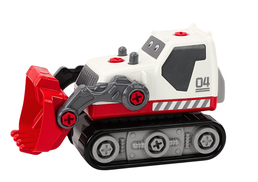 Cartoon Crawler Excavator For Turning Diy White