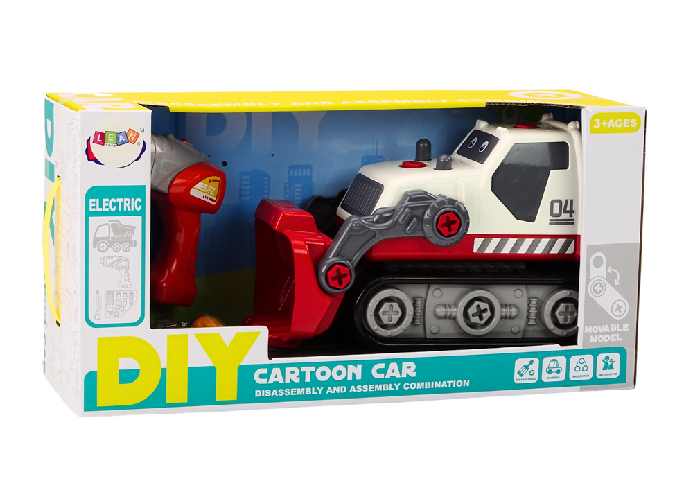 Cartoon Crawler Excavator For Turning Diy White