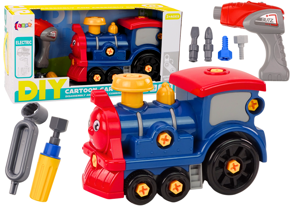 Cartoon Turning Locomotive Diy Navy Blue