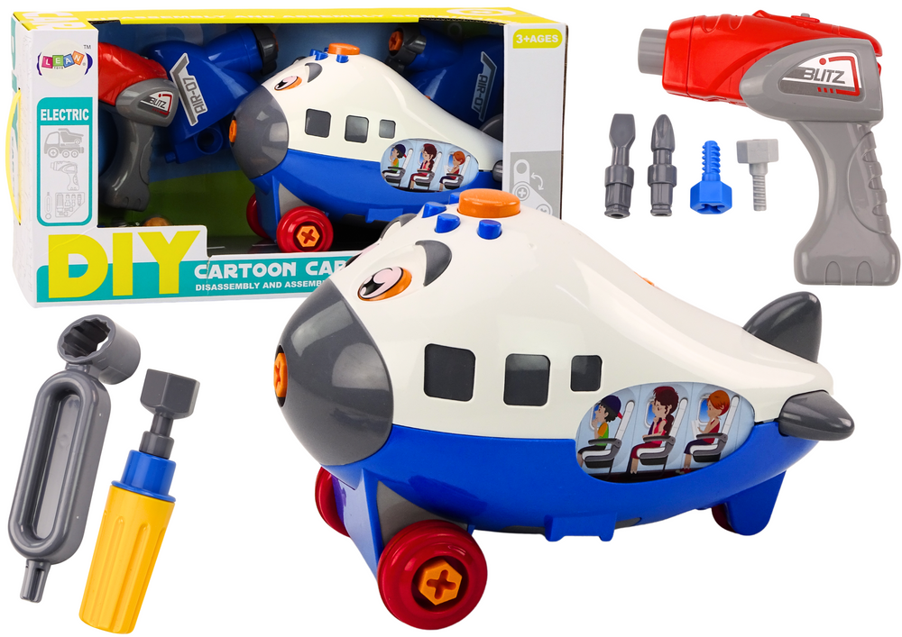 Cartoon Airplane Twisting Wings Diy Blue