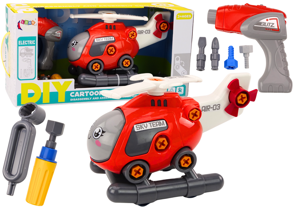 Diy Turning Cartoon Helicopter Red