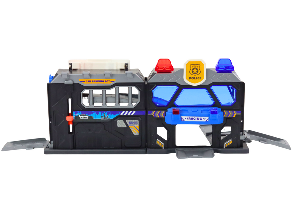 Set Of Expandable Garage Track In A Suitcase Police Lights And Sounds