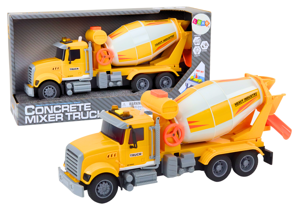 Yellow Concrete Mixer Truck With Friction Drive Light And Sound Effects