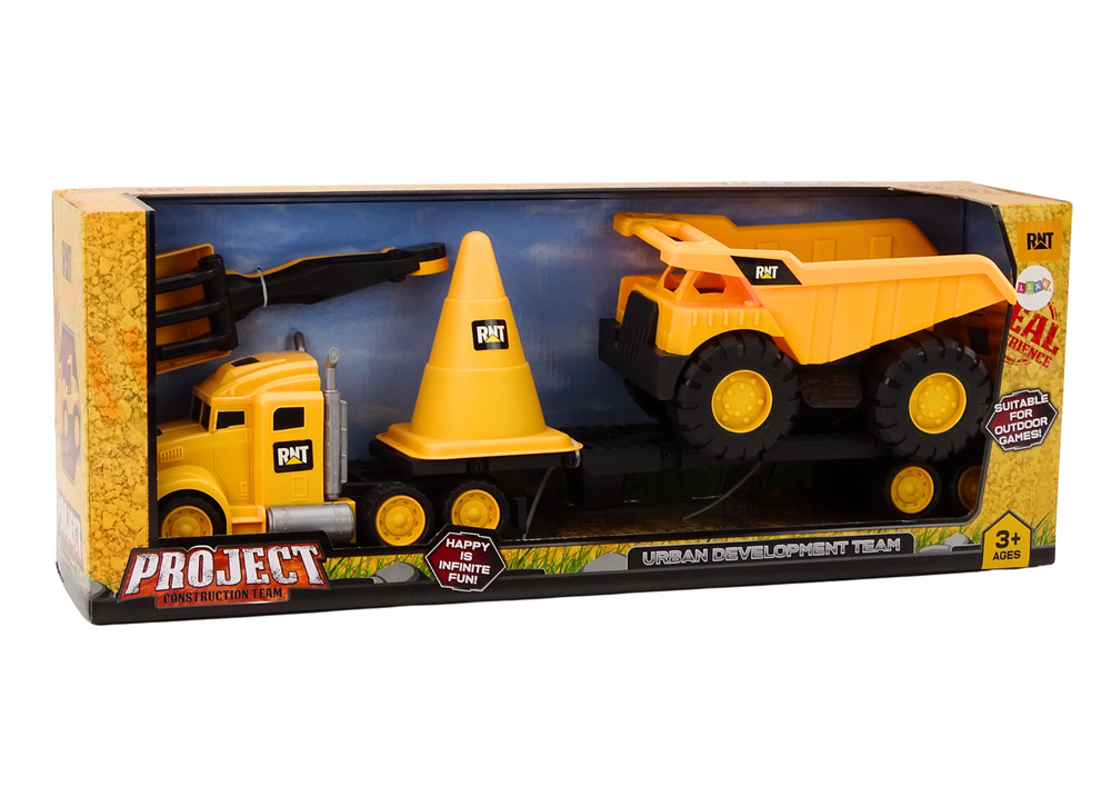 Set Of Construction Machinery Truck Dump Truck Movable Yellow