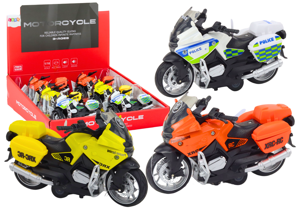 Sports Motorcycle With Friction Drive 3 Designs Yellow Orange White