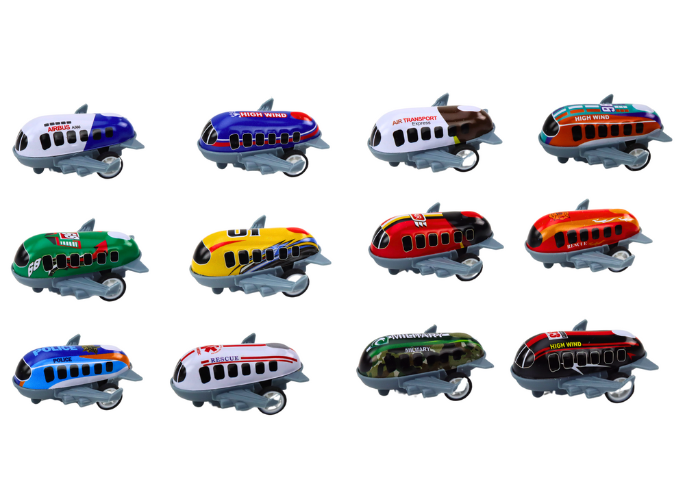 Set Of 12 Toy Cars Powered Planes 5cm Road Signs