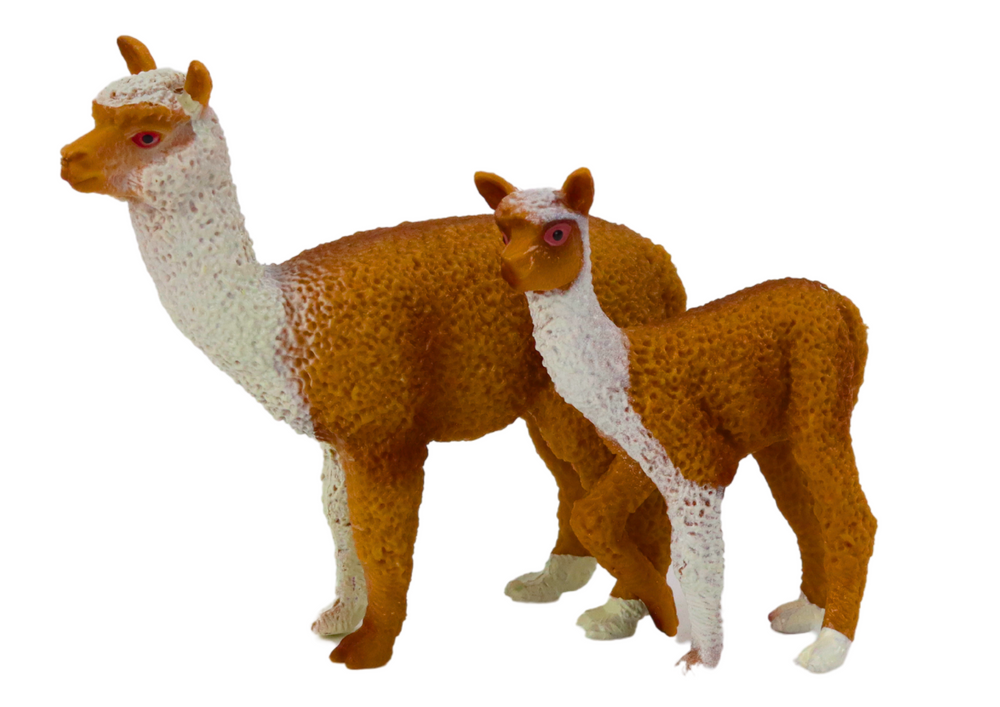 Figurine Adult Llama 8 Cm With A Young Llama 6 Cm Animals Of The World