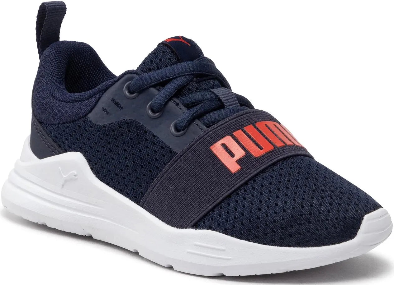 Chaussures Pour Enfants Puma Jr Wired Textile Chaussure De Course Bleu Marine