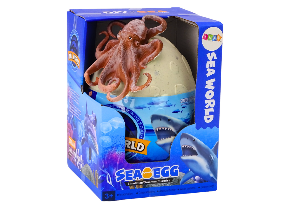 Egg With Figurines Of Marine Animals Plants And Octopus. Set Of 26 Pieces.