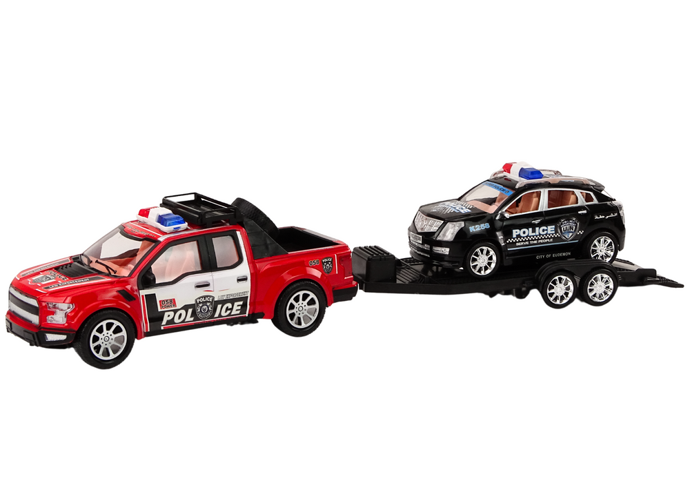 Police Pickup Truck With Tow Truck Semi-trailer Off-road Car Police Set