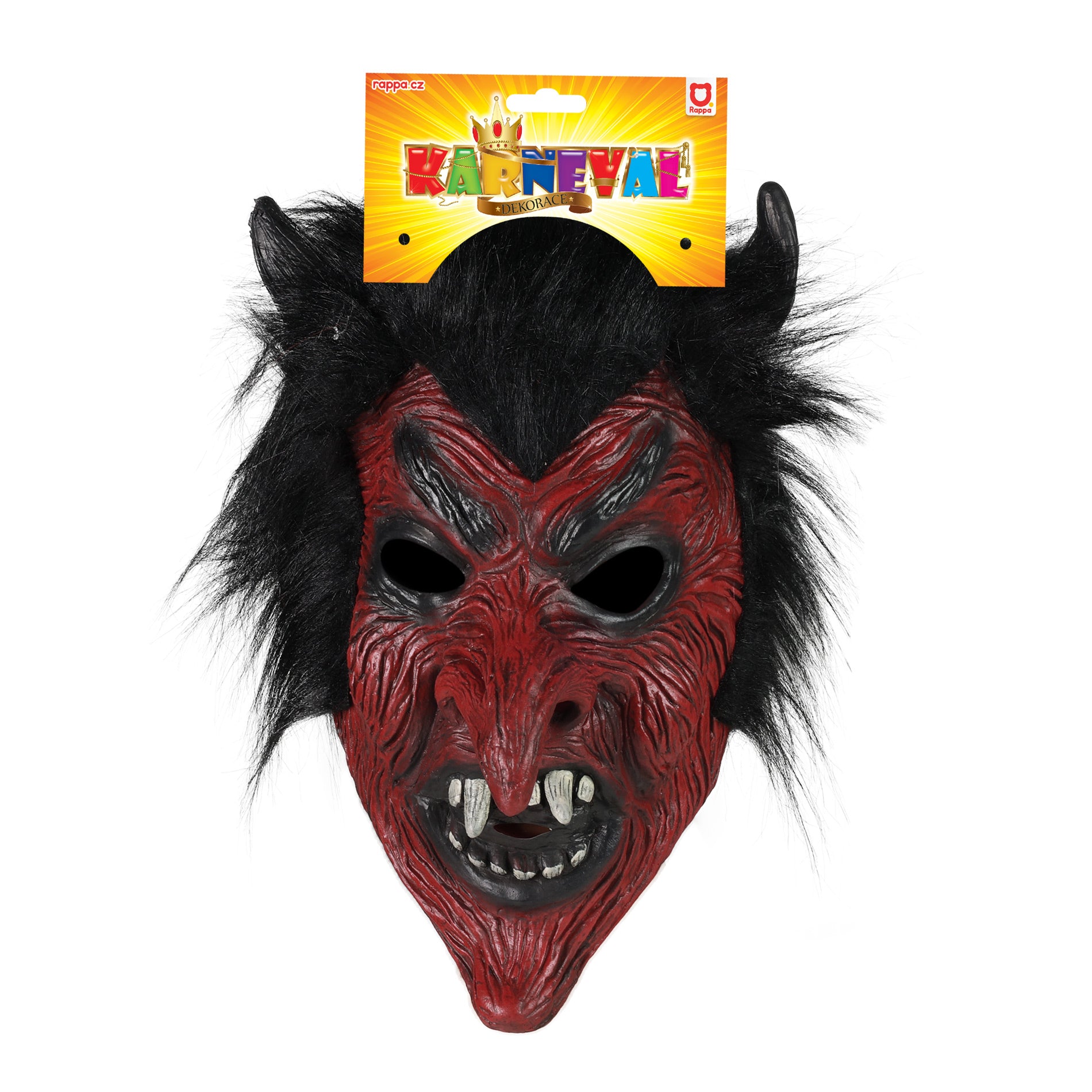 Maschera da diavolo con capelli per adulti