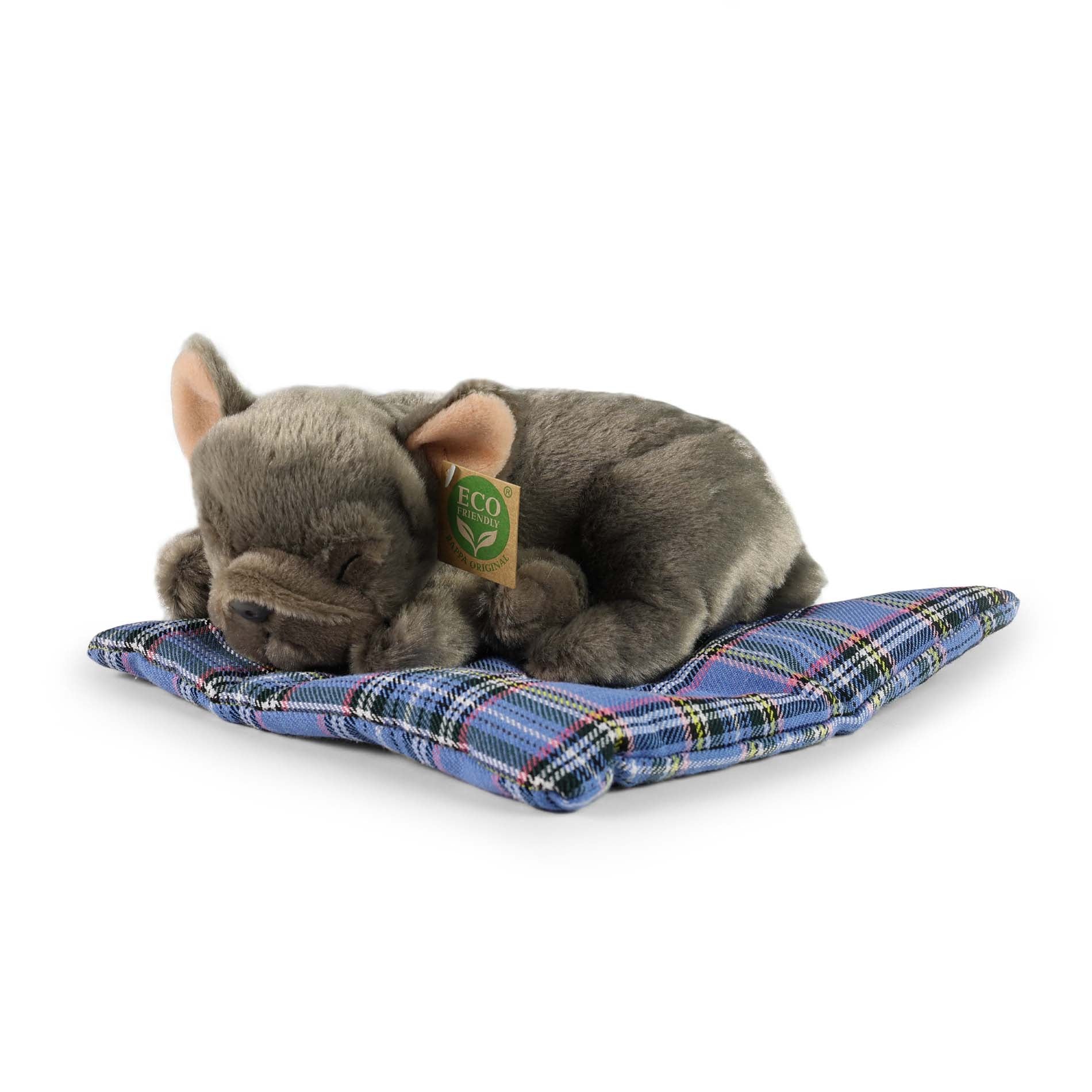 Plys Fransk Bulldog På Pude 23 Cm Miljøvenlig