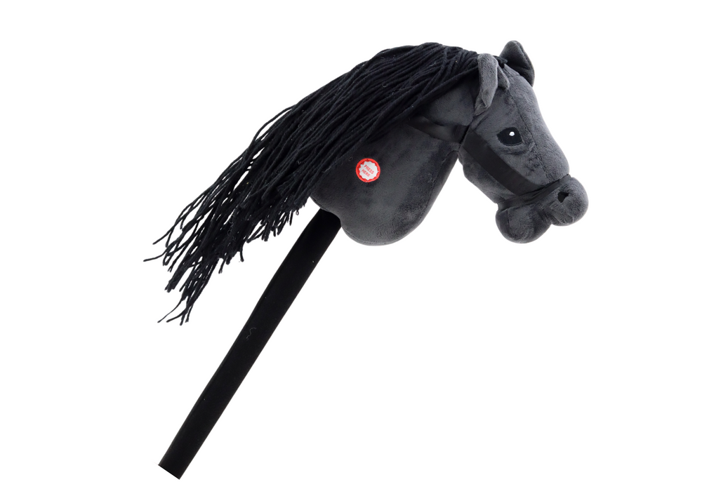 Plush Horse Head On A Stick Hobby Horse Long-haired Horse Black Sounds