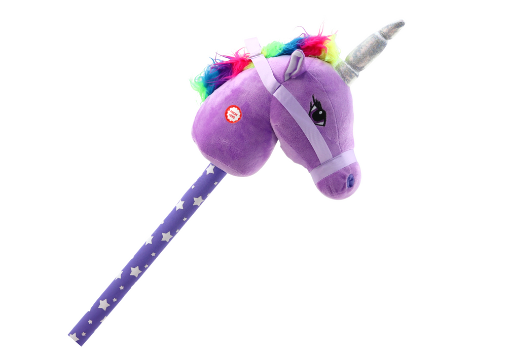 Plush Unicorn Head On A Stick Hobby Horse Purple Unicorn Sounds