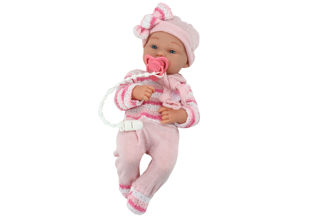 Baby Doll Striped Sweater Hat Scarf Accessories Pink