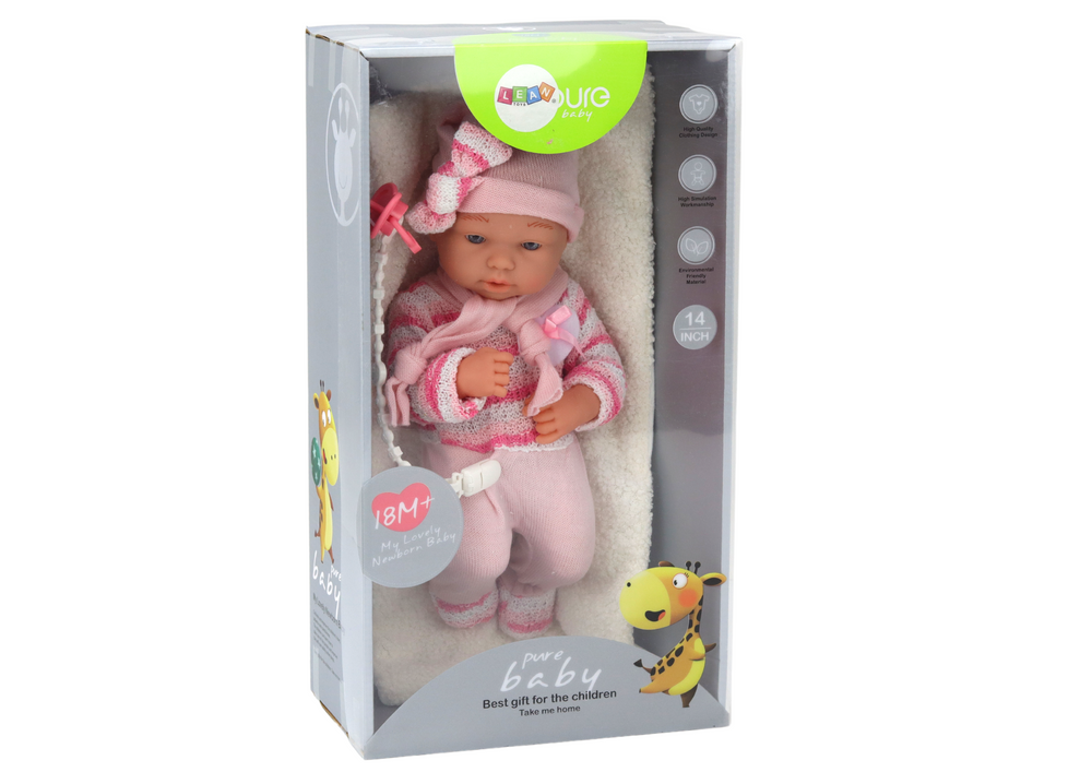 Baby Doll Striped Sweater Hat Scarf Accessories Pink