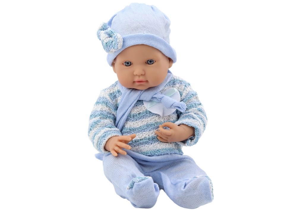 Baby Doll Striped Sweater Hat Blue Scarf