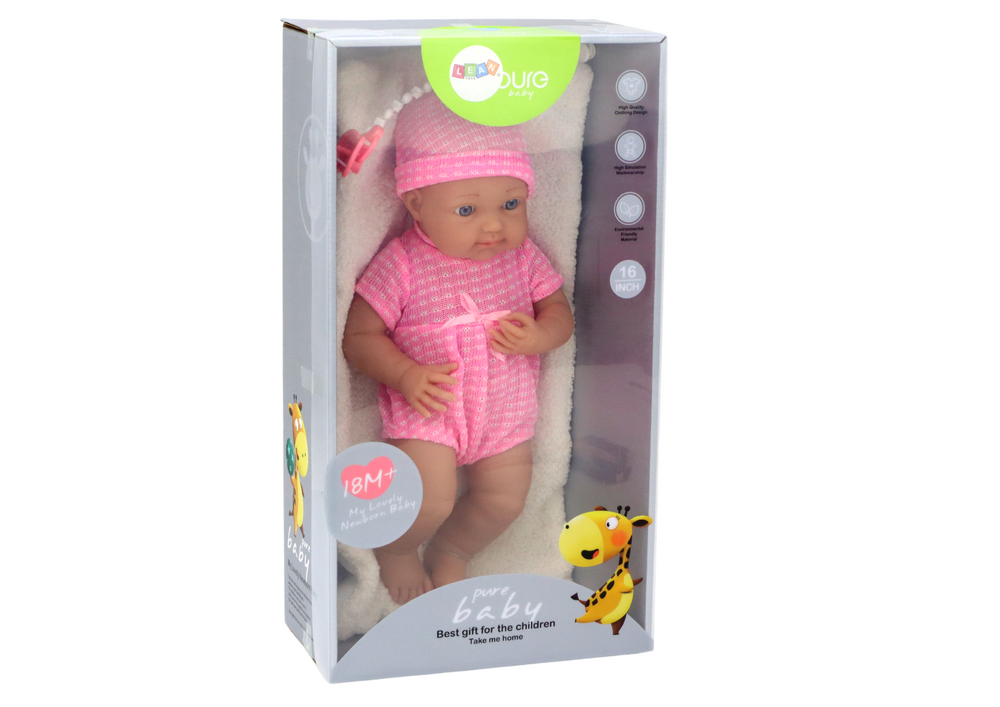Baby Doll In Pink Clothes Hat Pacifier And Blanket