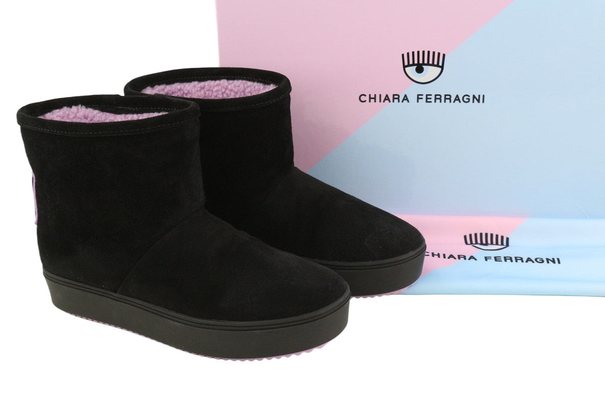 Boots Ankle Eyelike Black Suede