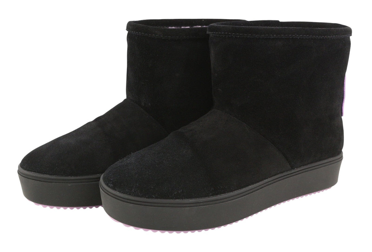 Boots Ankle Eyelike Black Suede
