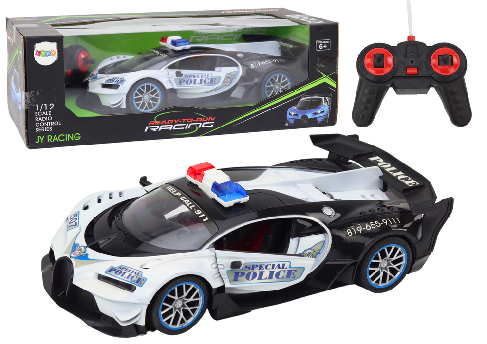 Remote Controlled Rc Police Car In 1:12 Scale White