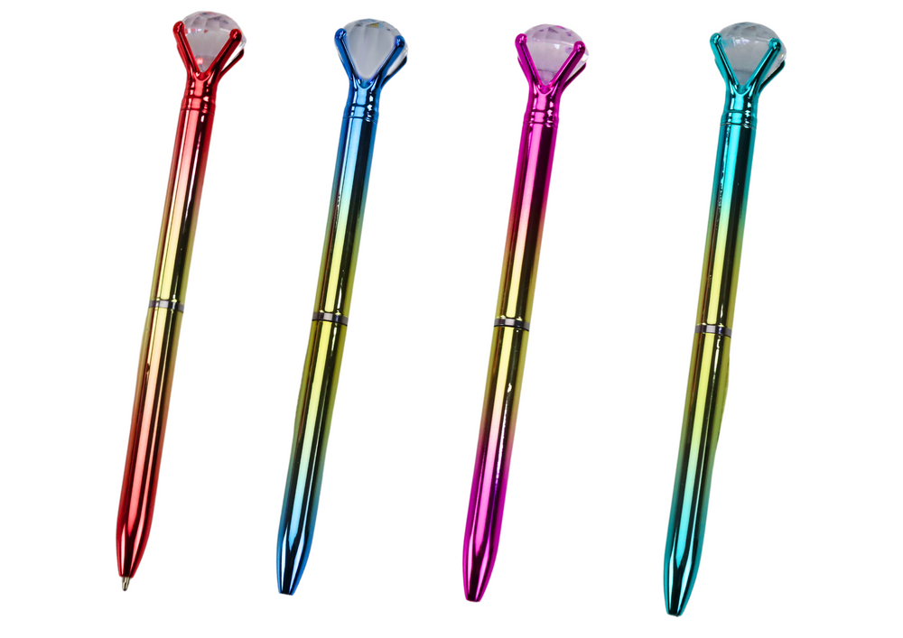 Diamond Ballpoint Pen Shiny Gold Color Blue Refill 0.7mm Mix