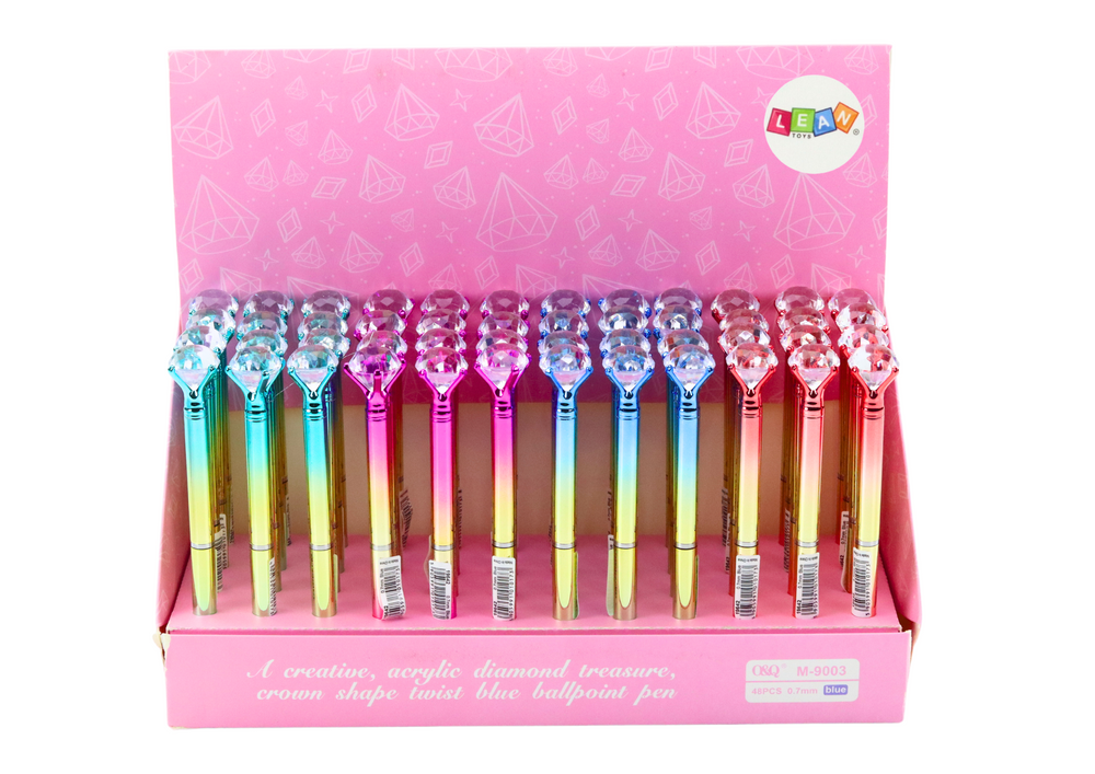 Diamond Ballpoint Pen Shiny Gold Color Blue Refill 0.7mm Mix