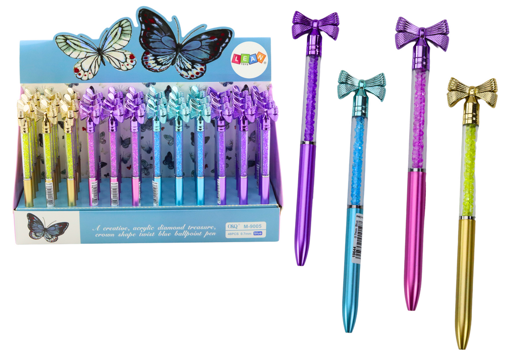 Ballpoint Pen With Bow Diamonds Blue Refill 0.7mm Mix
