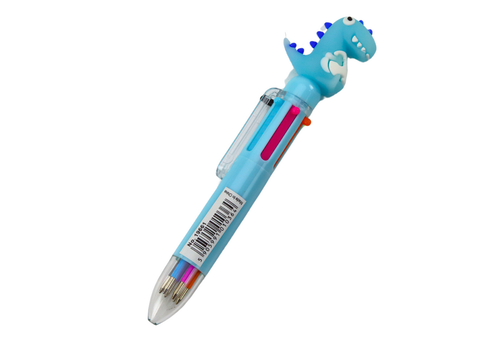 Multicolor Dinosaur Automatic Pen 6 Colors Mix