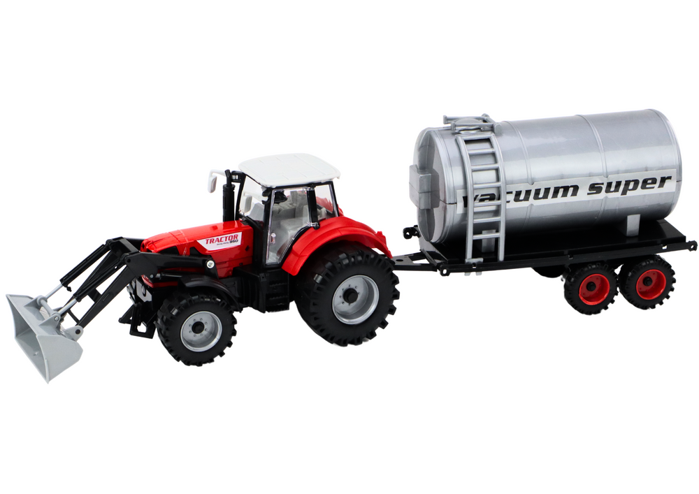 Agricultural Tractor Excavator With Tanker Drive Red