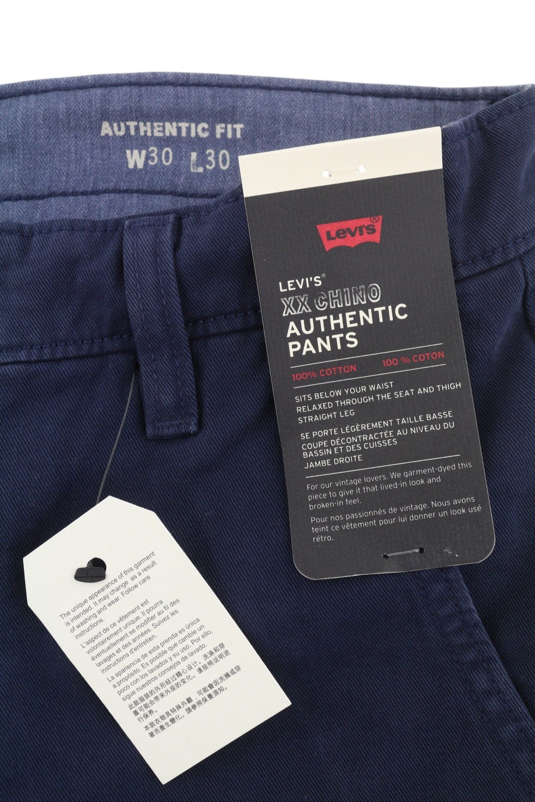 Pantaloni Levi's Xx Chino Uomo W30/l30 Blu Authentic Fit Zip Fly Big E