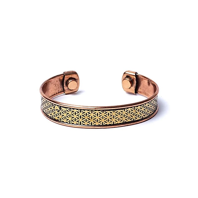 Armbånd Kobber Flower Of Life Magnetisk --pakke med 2 stk - ±6,5cm