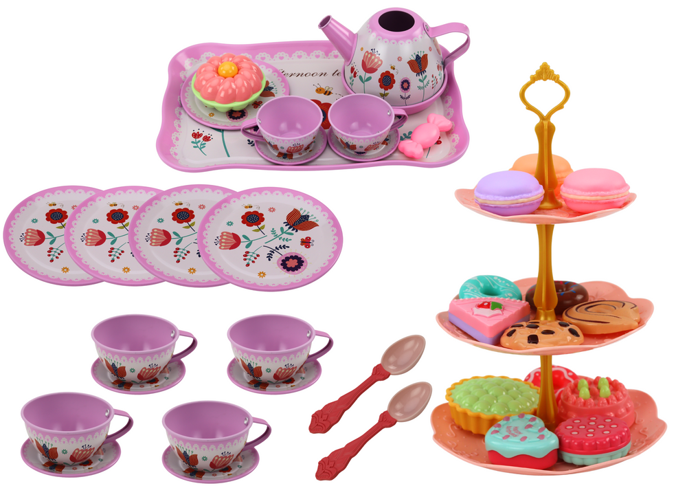 Tea Set In A Suitcase Cups Plates Cake Stand