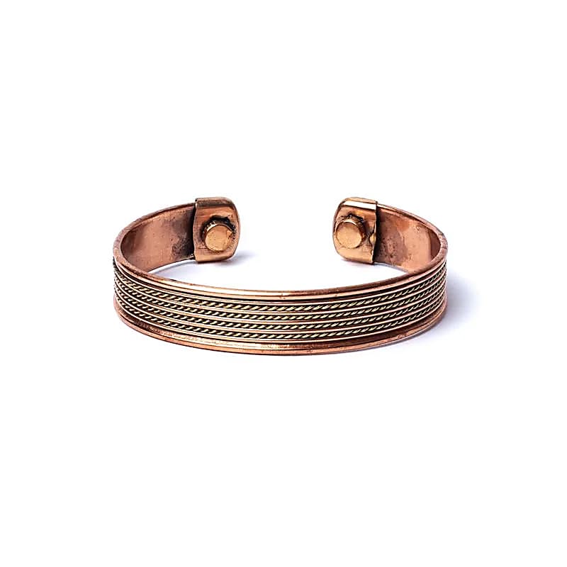 Náramok medený so štyrmi magnetickými šnúrkami --balenie 2ks - ±6,5cm