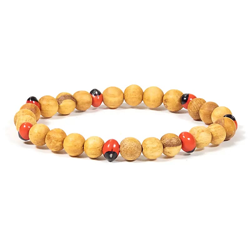 Palo Santo náramok s elastickými korálkami Huayruro -- sada 2 ks - 0,6 cm