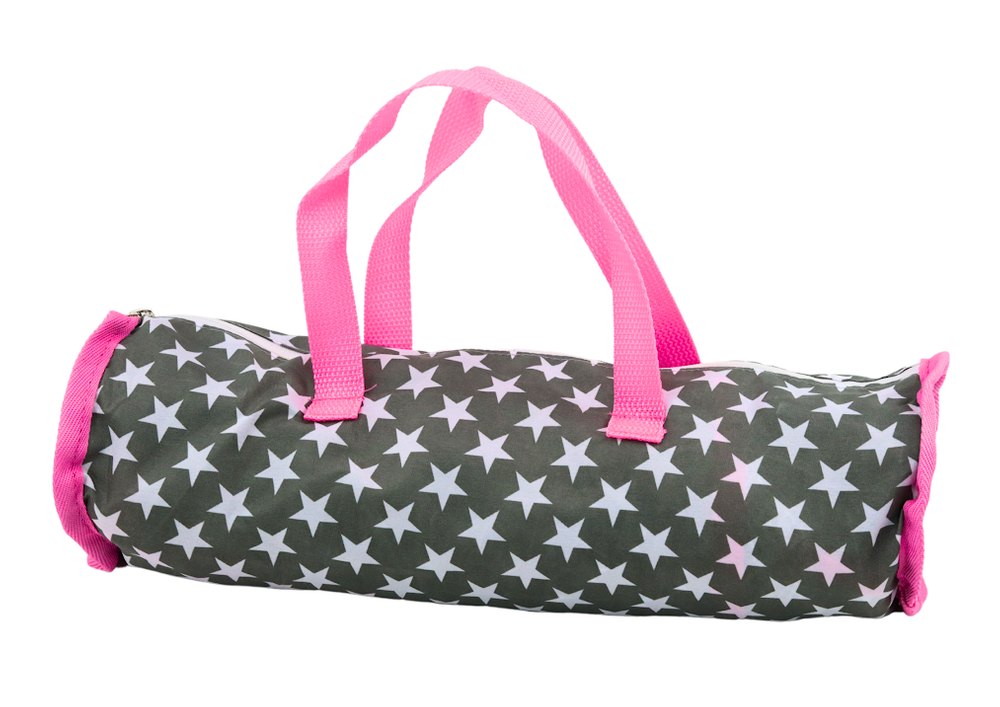 Alice Dolls' Bed With Stars Bag Blanket Pillow Gray And Pink