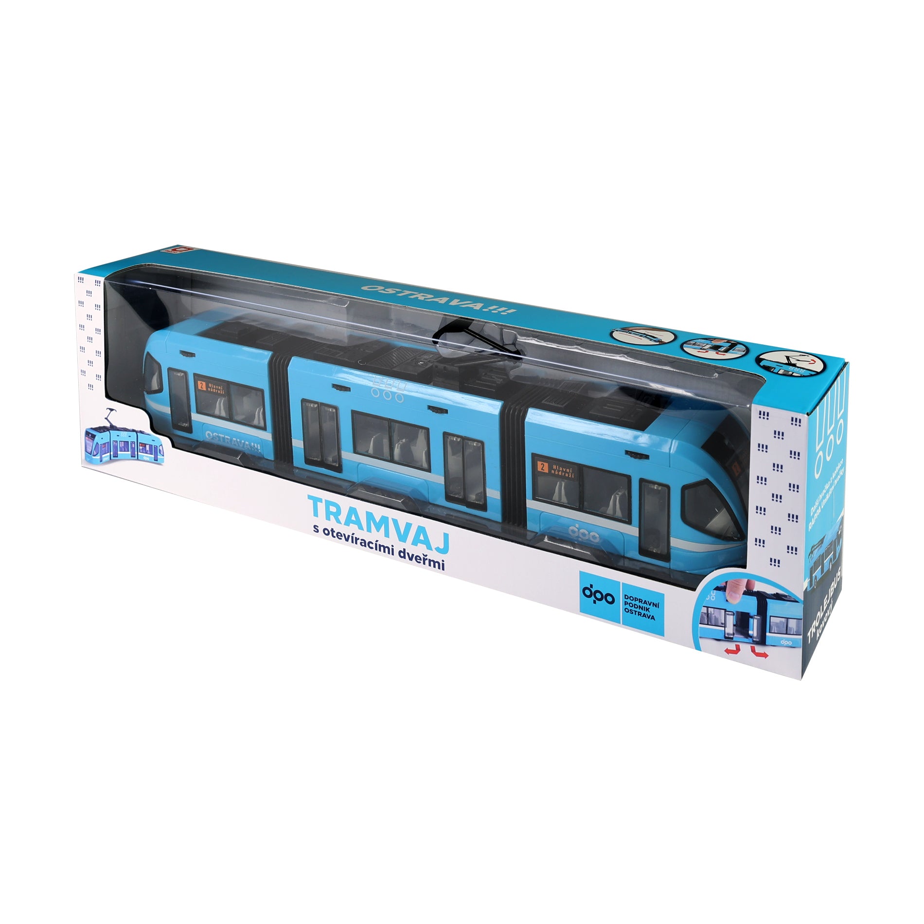 Moderná modrá električka Ostrava Design 47 Cm