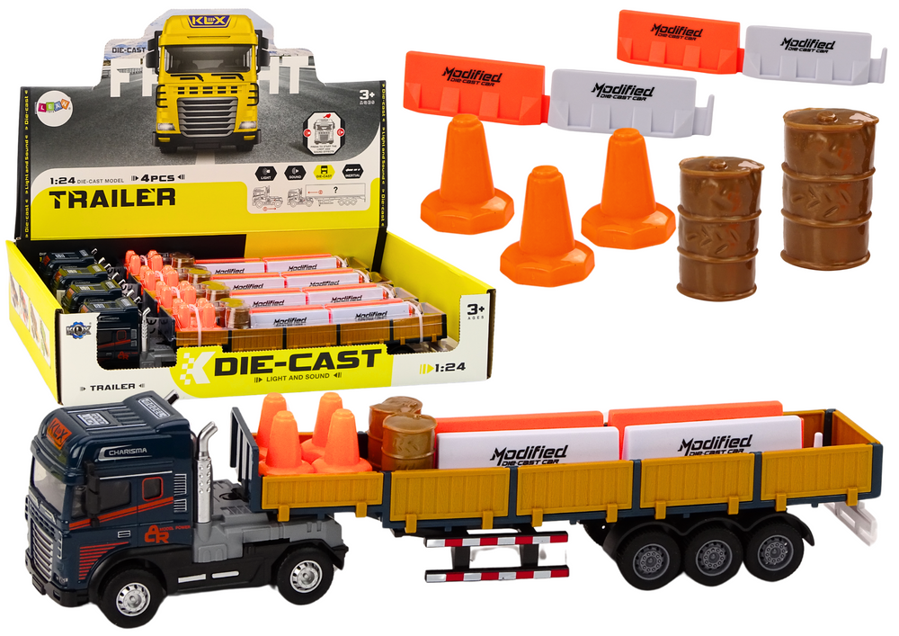 Truck With Trailer Blue 1:24 Tir Car Truck Accessories Sounds