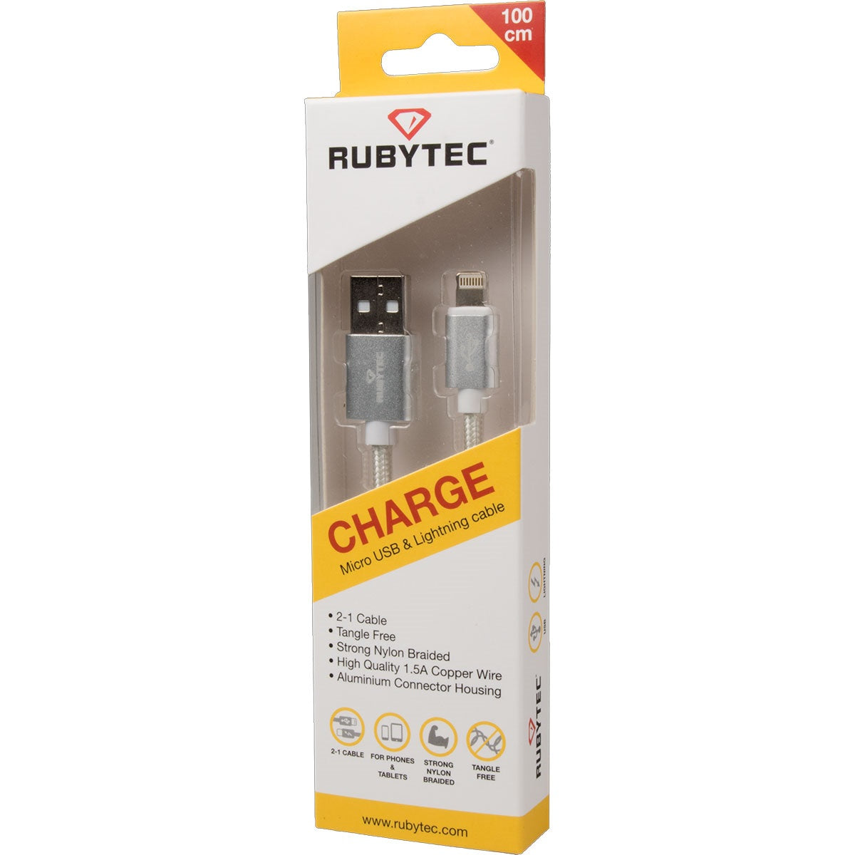 Cavo Rubytec Charge Micro USB e Lightning Argento 1 M