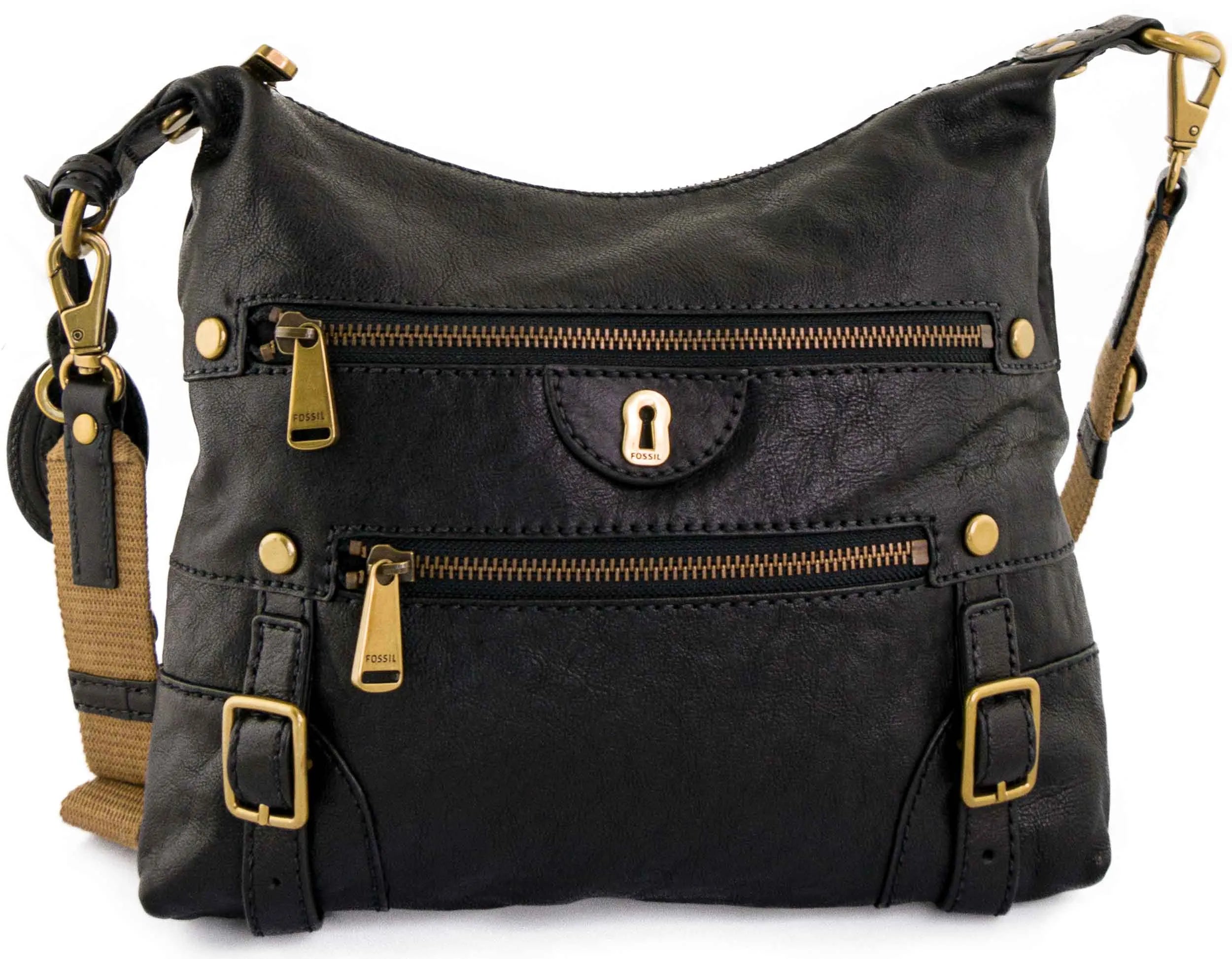 Mála láimhe iontaise Wmns mála láimhe ghualainn Emilia Zip Crossbody Dubh Dubh