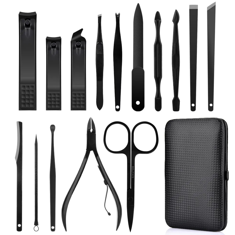 Elegant Nail And Cuticle Care Tool Set - 15 Pieces