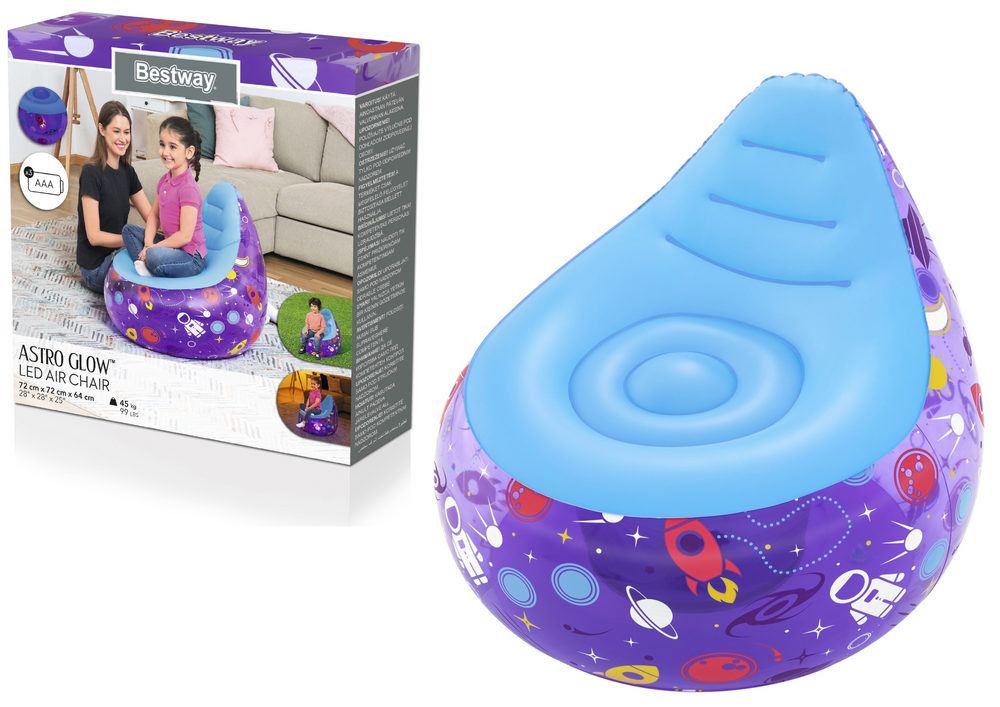 Kosmos Led Inflatable Chair 72 X 72 X 64 Bestway 75122 Purple