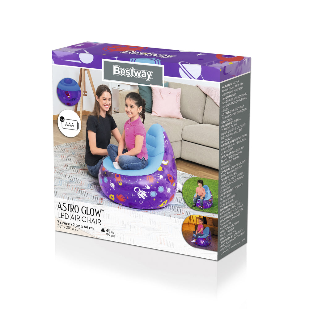 Kosmos Led Inflatable Chair 72 X 72 X 64 Bestway 75122 Purple