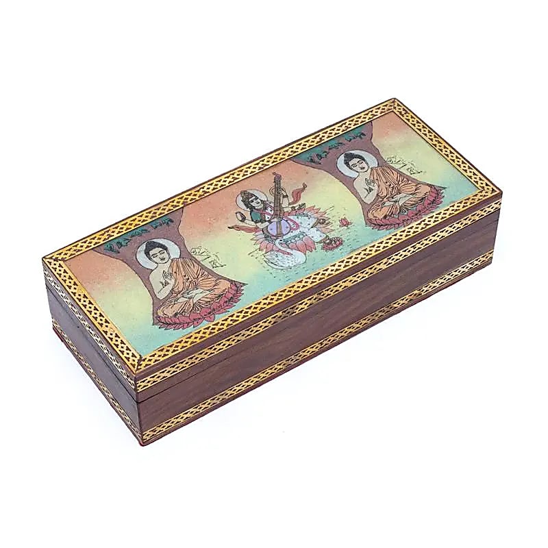 Tarot eller smykkeskrin Buddha And Saraswati - 26x11cm