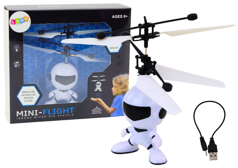 Vliegende astronaut Handbediende drone-helikopter Wit