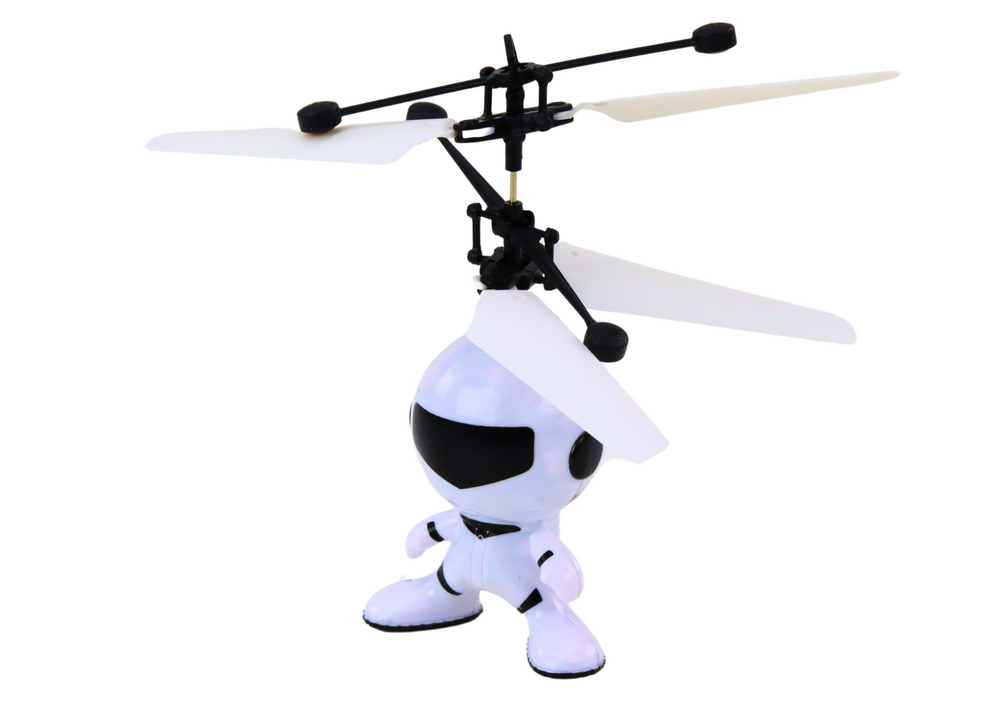 Vliegende astronaut Handbediende drone-helikopter Wit