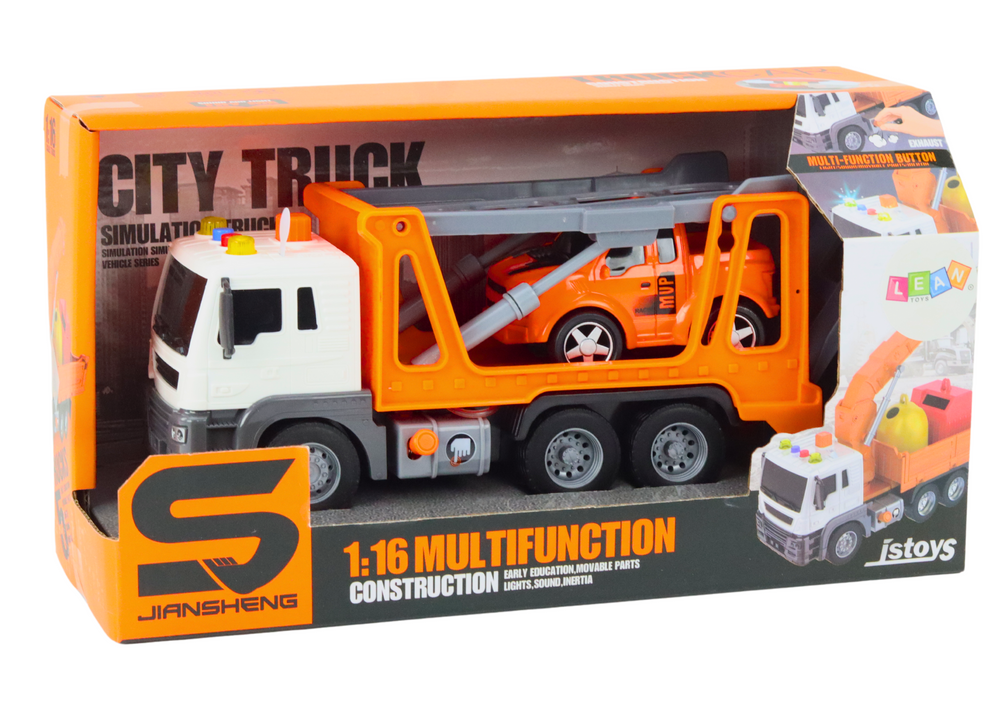 Multifunctional Tow Truck Truck With Lights And Sounds 1:16 Orange Car