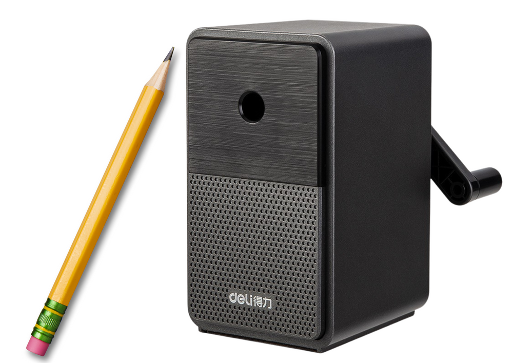 Cranked Sharpener With Container Blade Adjustment Black