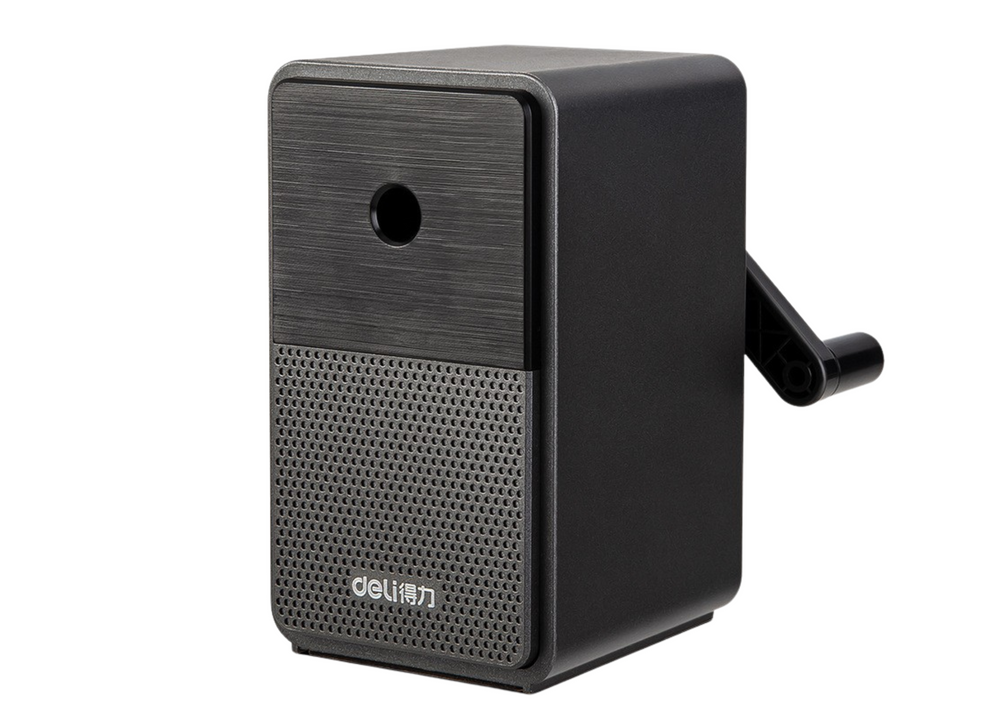 Cranked Sharpener With Container Blade Adjustment Black
