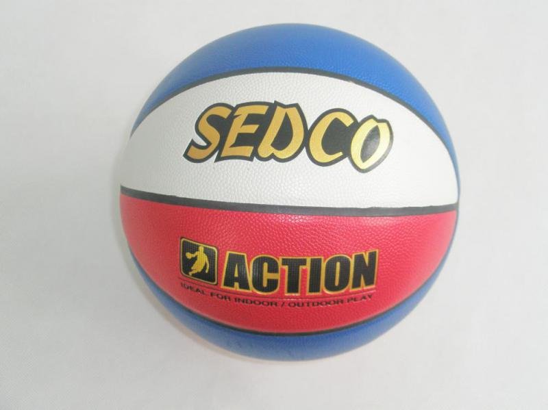 Basketball-Kunstlederoberteil Action 7 Rot/Blau